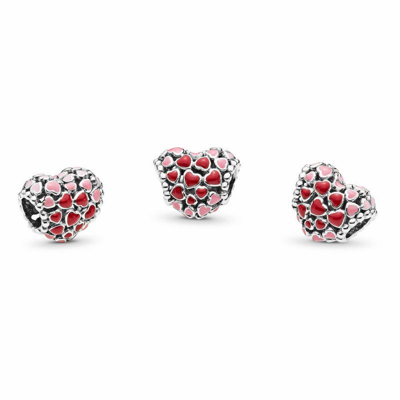 Pandora Red & Pink Hearts Charm Silver Egypt LE0219384